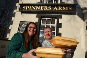 Lynda Ramsdale, landlady of Spinners Arms, with partner Michael Aspey