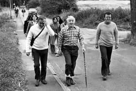 Wigan Rotary Club members on their sponsored walk IN 1976