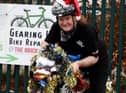 Tony O’Dywer on his festive tinsel-clad bike