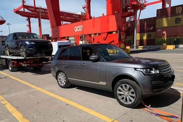 A Range Rover seized at docks