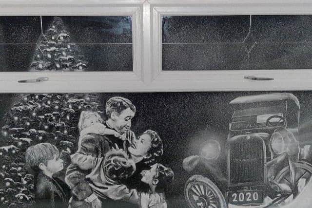 A window design inspired by classic Christmas film It's A Wonderful Life