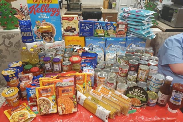 Food collected by Jack Hardy to support families needing emergency supplies