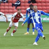 Joe Garner puts Latics 2-0 up at Fleetwood in the EFL Cup in September, but the home side fought back to win 3-2