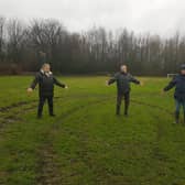 Coun Ron Conway with Tony Bailey and Tony McGarr from Aspull Juniors FC