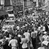 Crowds happily packed together for a Wigan Carnival back in the 1970s