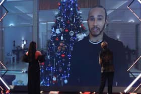 Lewis Hamilton is interviewed during the BBC Sports Personality of the Year awards at MediaCity