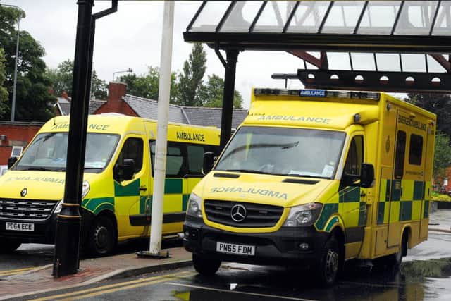 Ambulances outside Wigan Infirmary's A&E unit