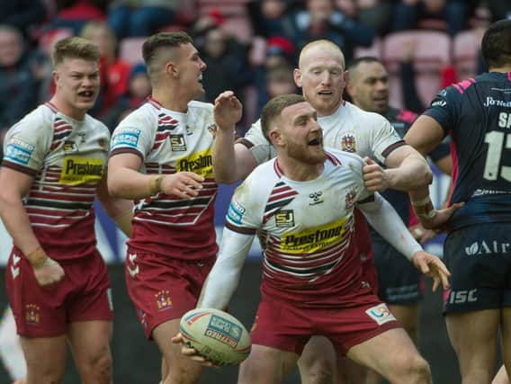 Wigan in action at the DW Stadium before lockdown