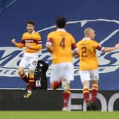 Callum Lang after scoring for Motherwell at Rangers