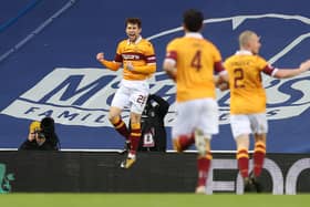 Callum Lang after scoring for Motherwell at Rangers