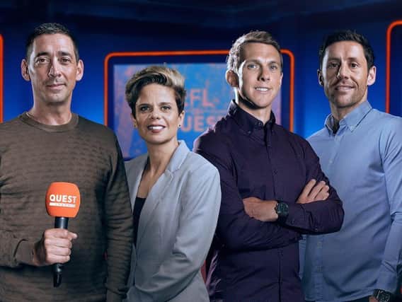Stephen Warnock with his 'EFL on Quest' colleagues, including fellow Latics old boy Michael Brown