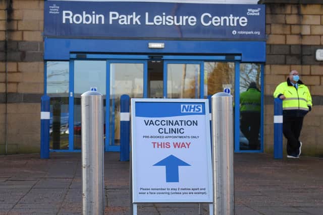 The Robin Park Leisure Centre, where vaccines are being given