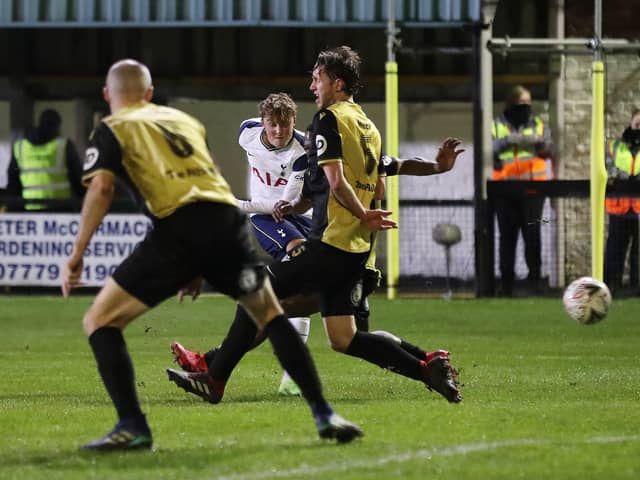 Alfie Devine scores for Spurs against Marine