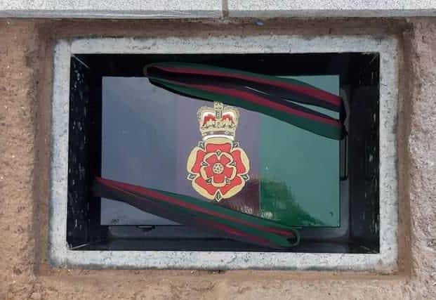 Time capsule at the Queen's Lancashire Regiment Memorial at the National Arboretum