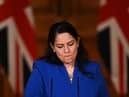 Home Secretary Priti Patel during a media briefing in Downing Street