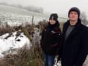 Danny Fletcher and son Harvey, 12, pictured on green belt land off Bolton Road, Stubshaw Cross