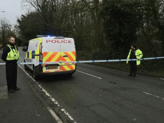 Police at the scene of Gathurst Lane, Shevington