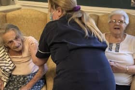 Winnie Shaw and Marion Darbyshire get their jabs