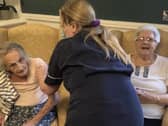 Winnie Shaw and Marion Darbyshire get their jabs