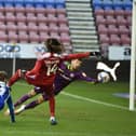 Tom James scores for Latics against Accrington