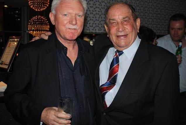 Dave Bolton with Wigan chairman Ian Lenagan in Sydney in 2014. Picture: Phil Wilkinson