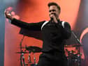 Olly Murs on stage at Haydock Park