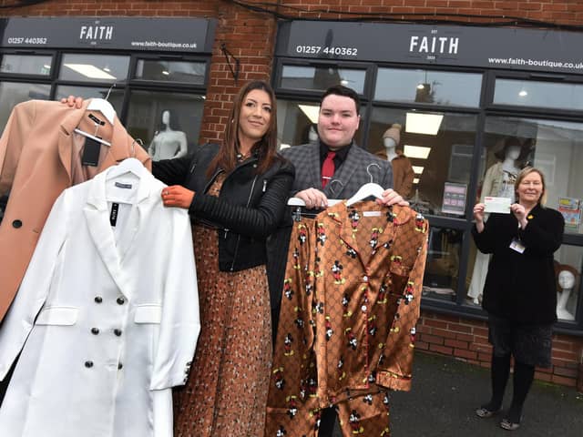 Faith's Natalie Murphy and Sam Boffey with Maureen Holcroft, from Daffodils Dreams