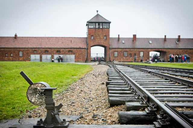 Train tracks leading into the Birkenau concentration camp