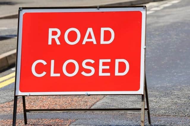 A road closure is in place