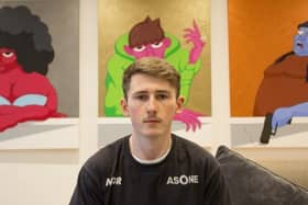 Ben Van de Wouw with his work