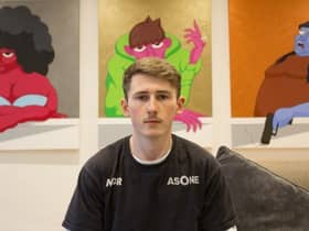 Ben Van de Wouw with his work
