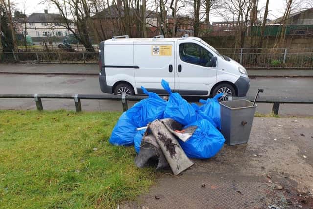Bags of rubbish collected by volunteers in Hindley