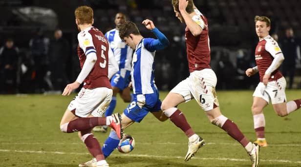 Callum Lang scores the only goal at Northampton