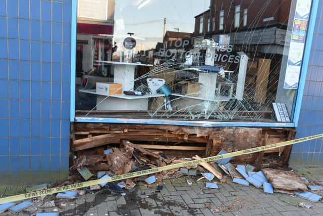 The smashed up YMCA charity shop in Ashton