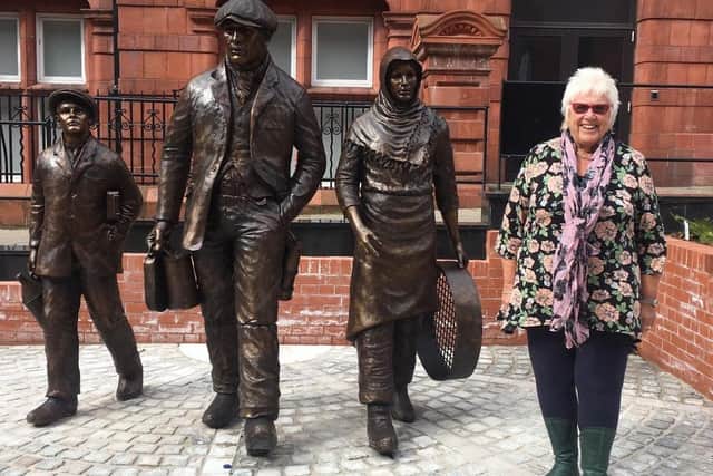 Coun Sheila Ramsdale, the chair of Whamm, with the statue