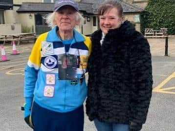 Dennis Adelsberg with Richard Petherick's widow Joanne. Picture courtesy of QLocal Ormskirk