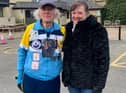 Dennis Adelsberg with Richard Petherick's widow Joanne. Picture courtesy of QLocal Ormskirk