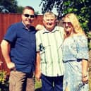 David Brown, centre, with children Darran Brown and Deborah Ellison