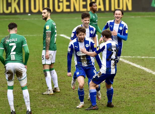 Callum Lang celebrates his goal