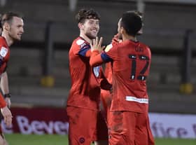 Callum Lang takes the plaudits after opening the scoring at Bristol Rovers