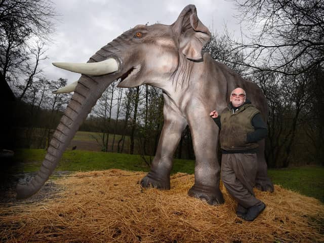 Owner Derrick Taylor with the elephant