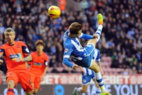 Nick Powell scores an overhead beauty against the old enemy in December, 2013