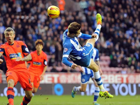 Nick Powell scores an overhead beauty against the old enemy in December, 2013