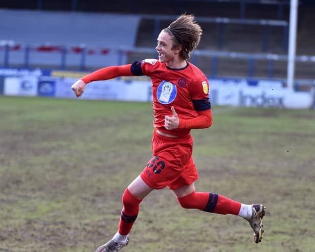 Thelo Aasgaard celebrates opening the scoring straight from a corner