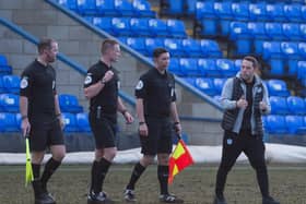 Leam Richardson makes his point to Thomas Bramall and his team of officials