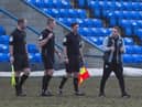 Leam Richardson makes his point to Thomas Bramall and his team of officials