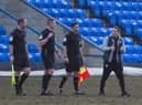 Leam Richardson makes his point to Thomas Bramall and his team of officials