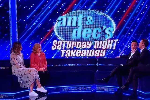 Kath Crawley (in the red top) on Ant and Dec's Saturday Night Takeaway