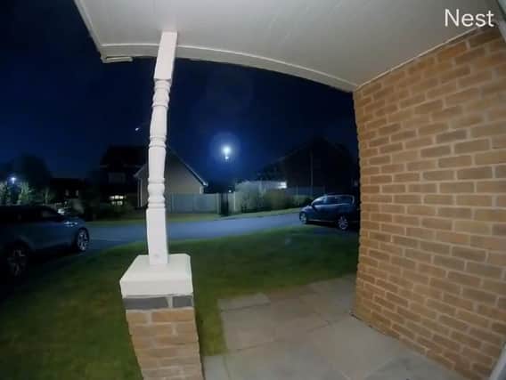 The meteor was captured by the doorbell camera
