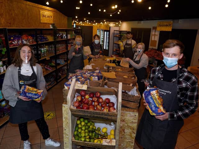 Staff at the new grocery